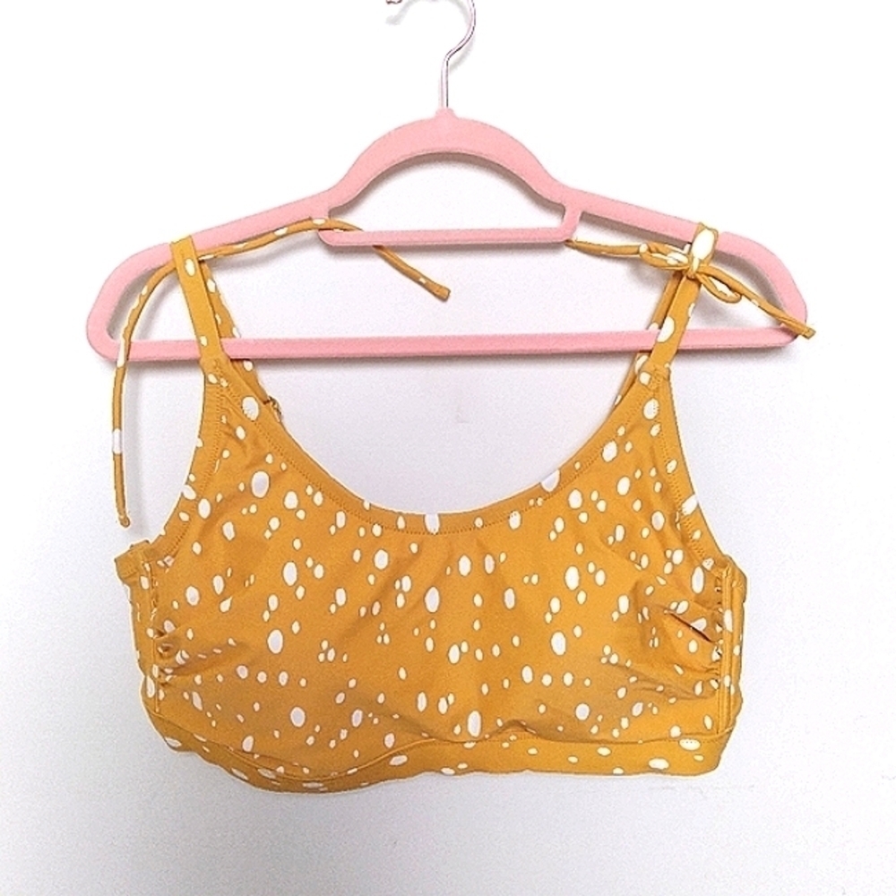 Kona Sol Yellow Polka Dot Print Plus Size Bikini Top Size 20W